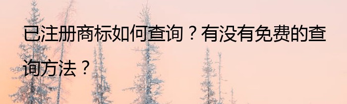 已注册商标如何查询？有没有免费的查询方法？