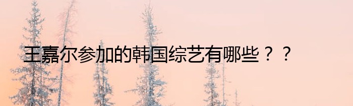 王嘉尔参加的韩国综艺有哪些？？