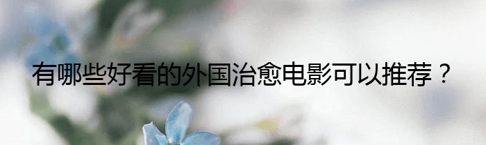 有哪些好看的外国治愈电影可以推荐？