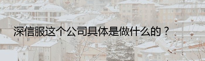 深信服这个公司具体是做什么的？