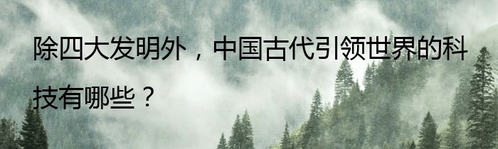 除四大发明外，中国古代引领世界的科技有哪些？